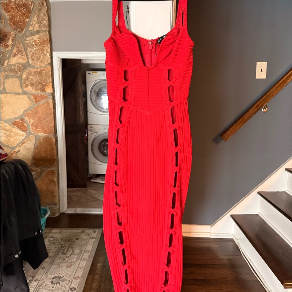 Fashion Nova - No Cuts Given Bandage Midi Dress - Red - Picture 6 of 13